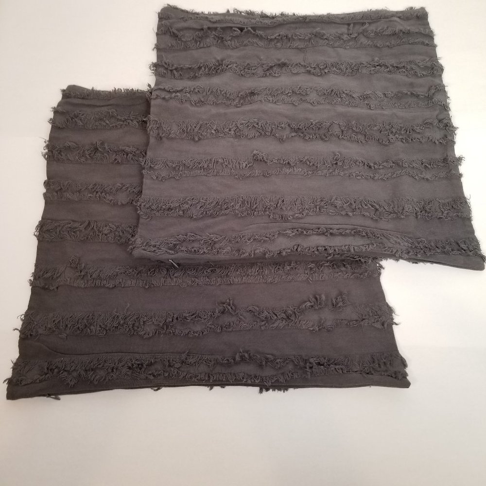 Longhui  Gray Cotton Linen Throw Pillow 18x18 inch